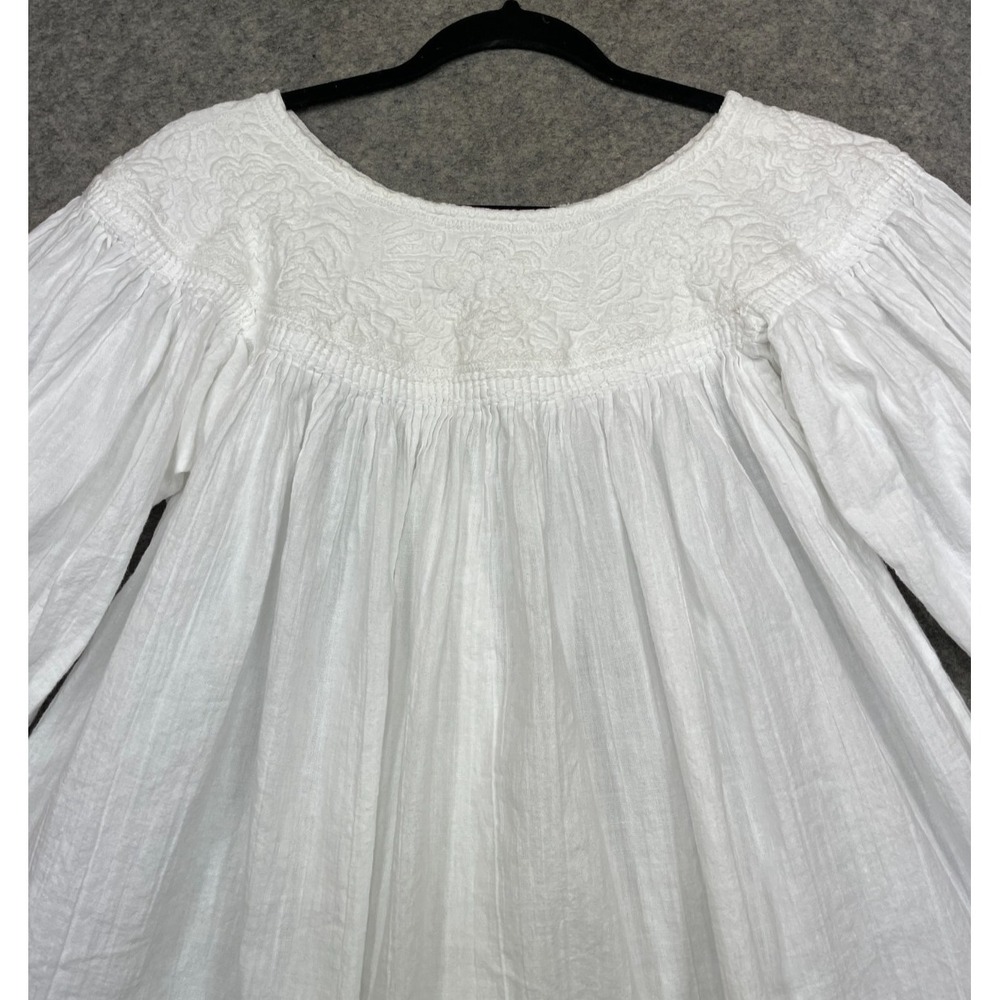 Vintage Embroidered Mexican Top Womens S M White Peasant Boho Oaxacan Huipil - Picture 2 of 16